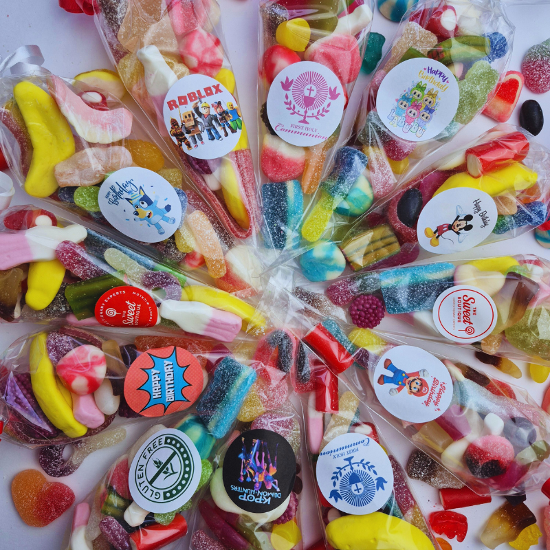 Personalised 'Thank You For Coming To My Party' Stickers For Party Bags, Cones & Boxes (Multicolour) - View #5