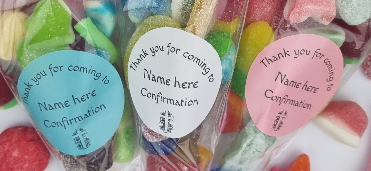 Personalised confirmation party bag with lolly