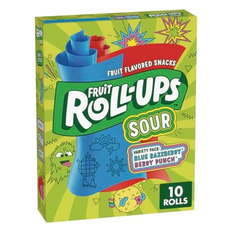 Fruit Roll-Ups Sour Fruit Flavored Snacks, Blue Razzberry & Berry Punch Flavors, Variety Pack 141g (10 Count)