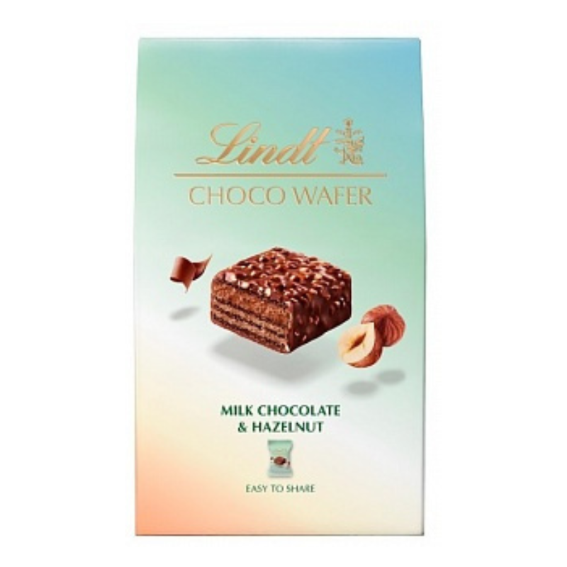 Lindt Choco Wafer packaging with a gradient background