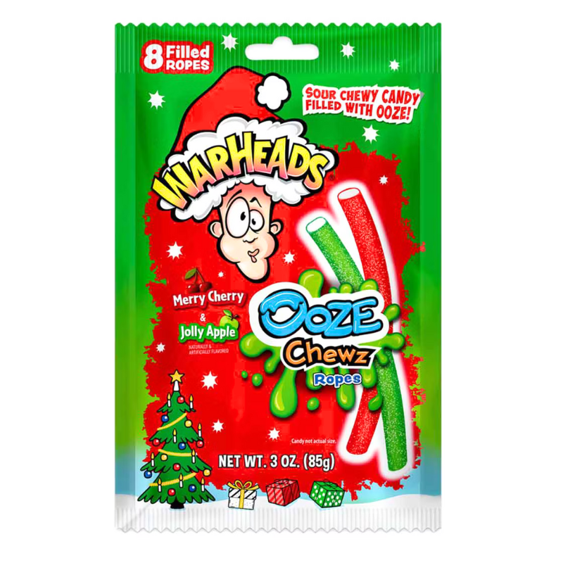 Warheads Ooze Chews Ropes Merry Cherry & Jolly Apple 85g