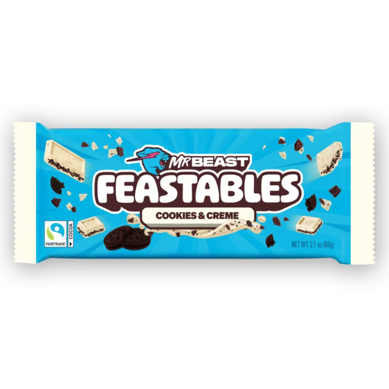 Mrbeast feastables cookies and cream chocolate bar 60g