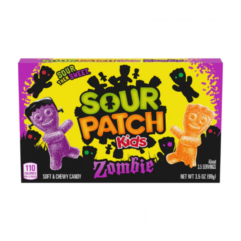 Sour Patch Kids Zombie candy box with colorful design on a white background