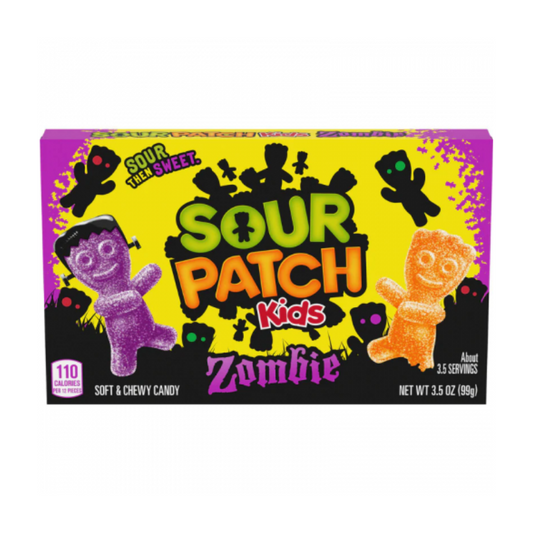 Sour Patch Kids Zombie candy box with colorful design on a white background