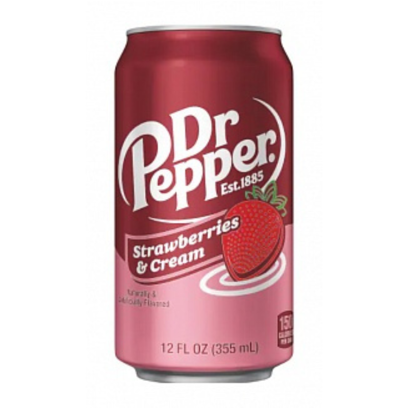 Dr Pepper Strawberries & Cream can on a white background