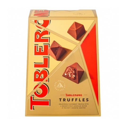 Toblerone truffles packaging on a white background