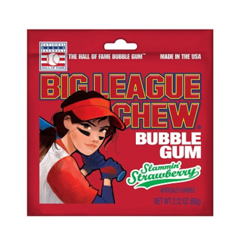 Big League Chew Bubble Gum Slammin' Strawberry 60g