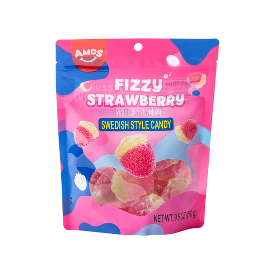 Amos Swedish Style Candy Fizzy Strawberry 270g
