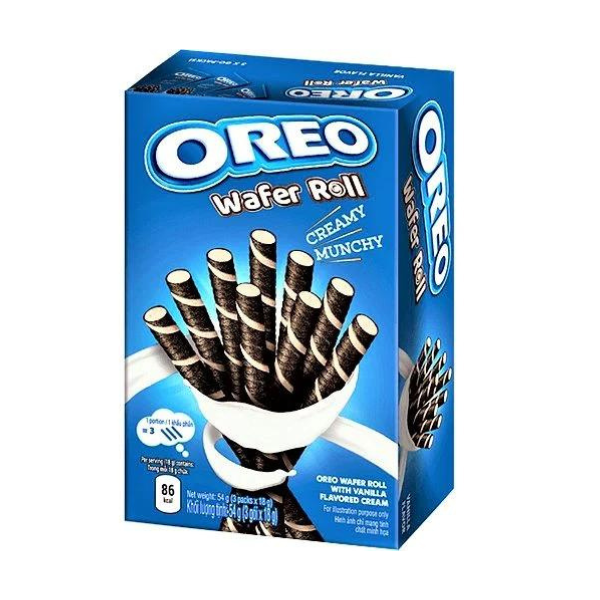 Oreo Vanilla Cream Filled Wafer Rolls 54g