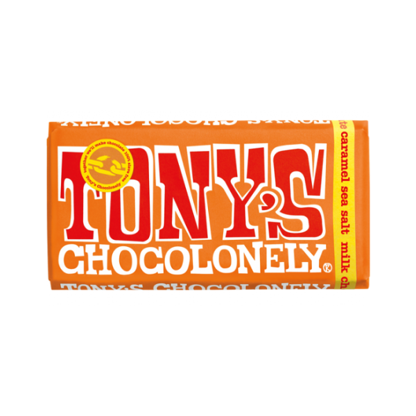 Tony's Chocolonely Milk Chocolate with caramel and sea salt  180g