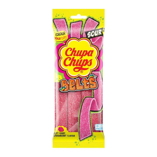 Chupa Chups Sour Strawberry Belts Pack 90g